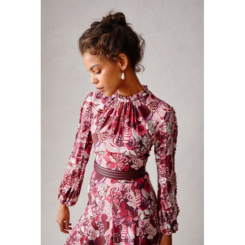 Pansy Dress – Burgundy Groovy Blooms Burgundy Groovy Blooms XS
