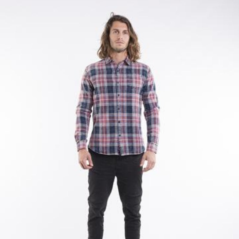Veteran L/S Shirt Orange Check S