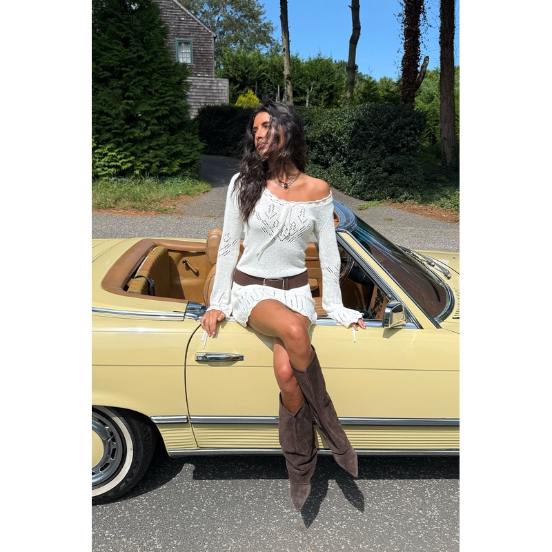 Shaia Pointelle Knit Mini Dress CREAM XS