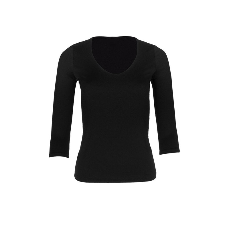 V-Neck 3/4 Tee – Black Black XS