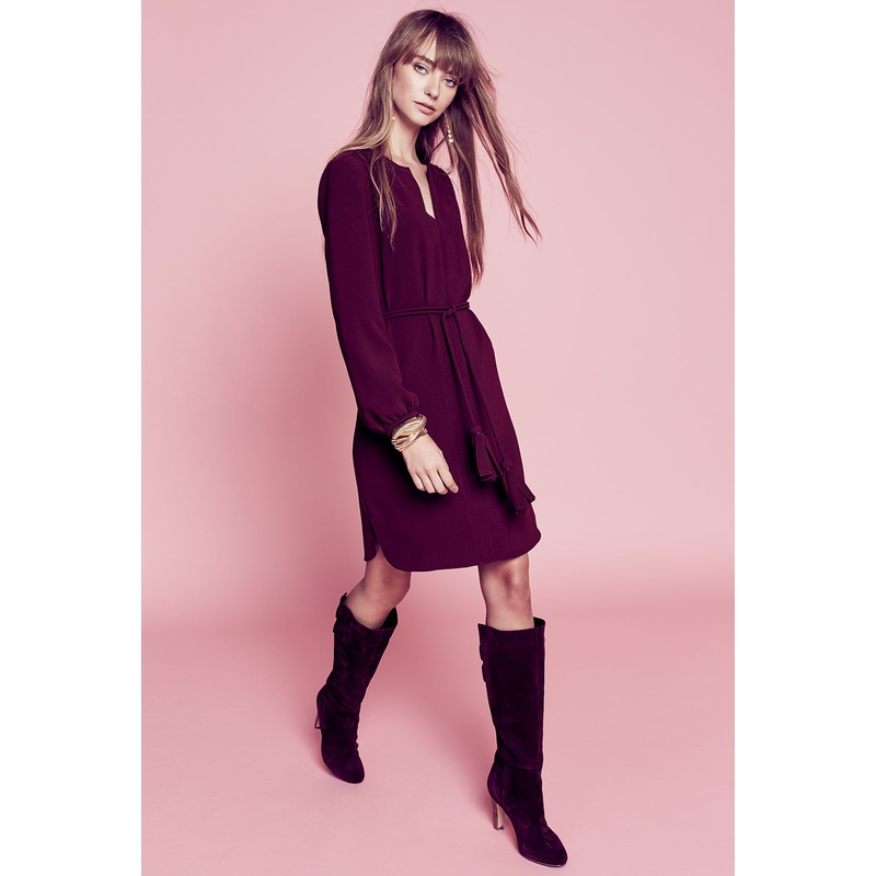 Classic Shirt Dress – Burgundy XS Burgundy
