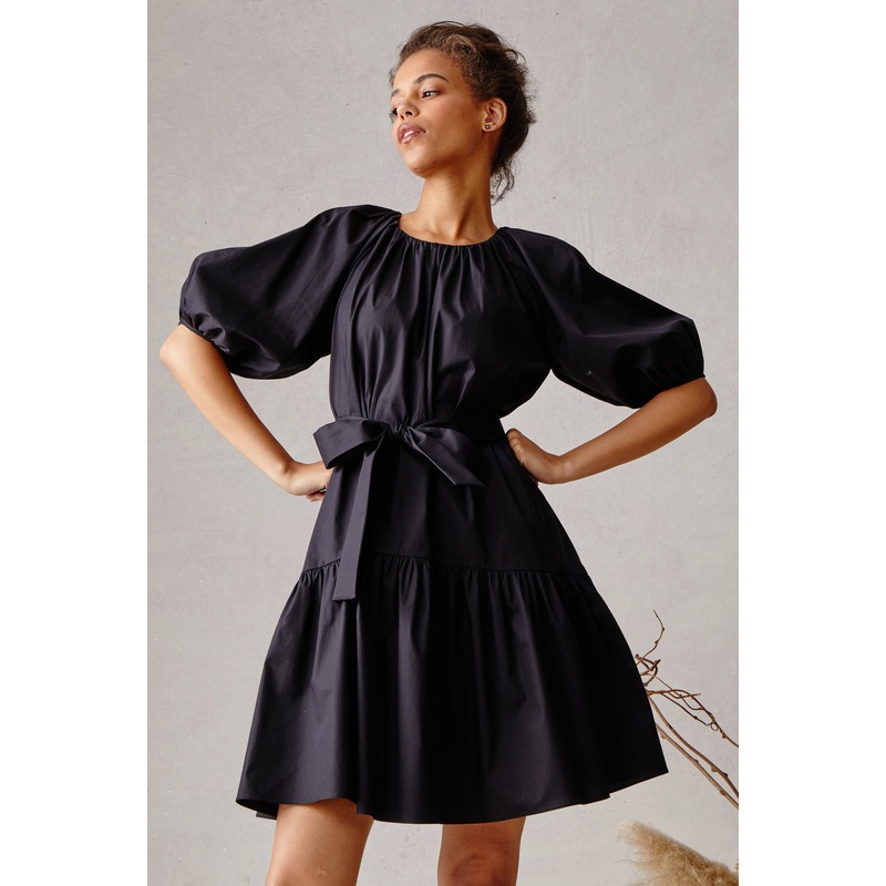 Mayapple Dress – Black Black Cotton Poplin XS