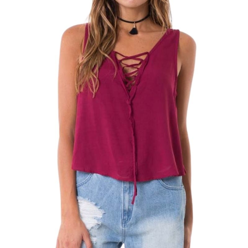 Aster Tie Tank Burgundy 6