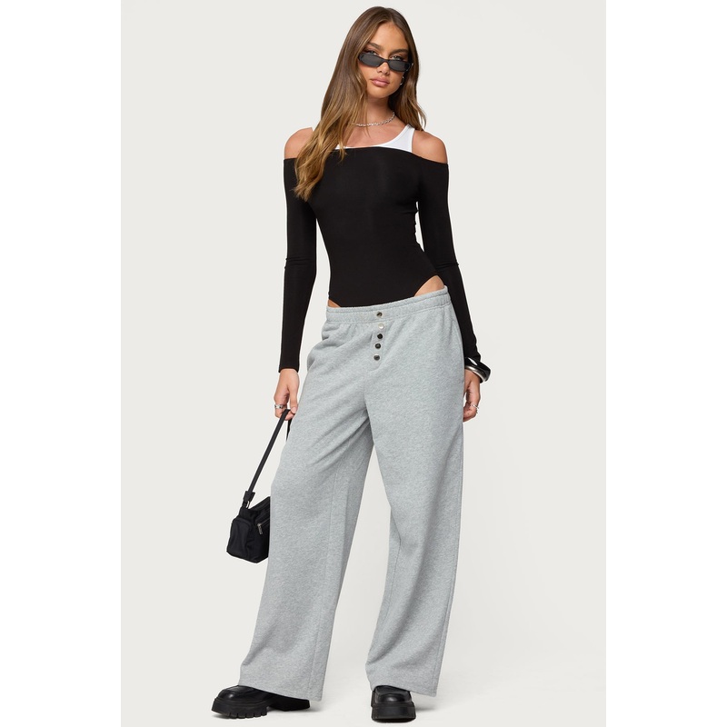Lorelle Wide Leg Sweatpants GRAY-MELANGE XS
