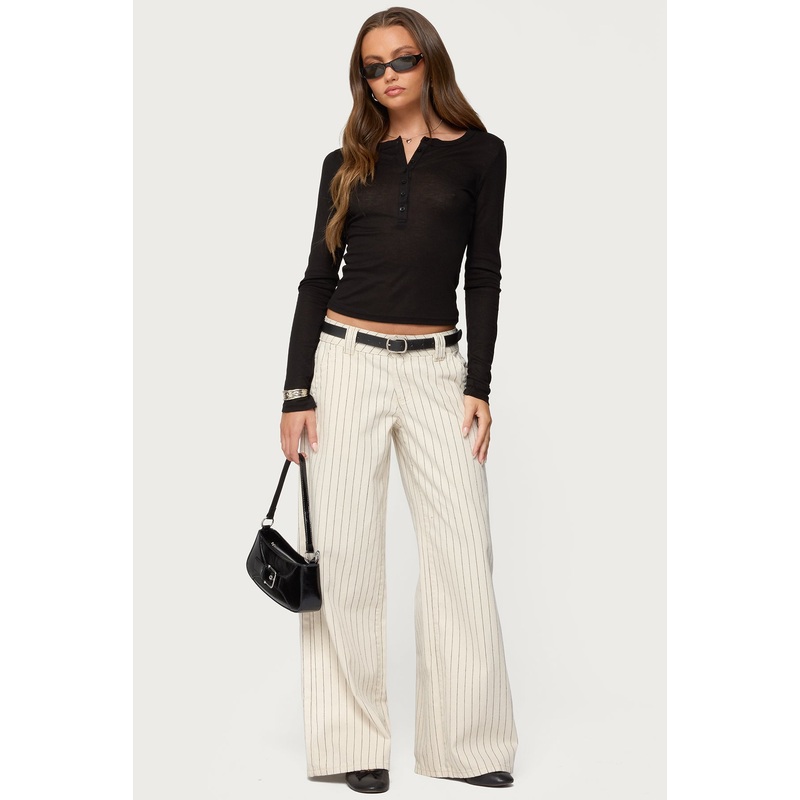 Cory Striped Low Rise Jeans CREAM XS