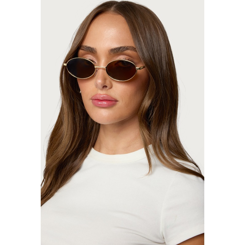 Naomie Oval Metal Sunglasses BROWN OS
