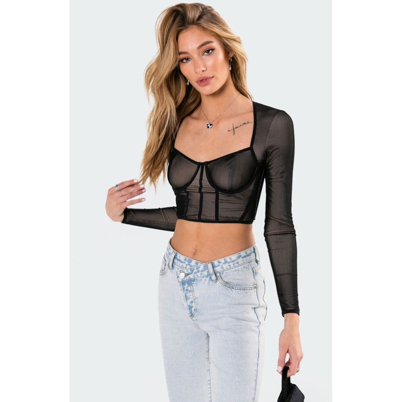 Megan Bodice Crop Top BLACK XS