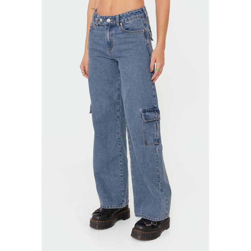 Deliah Low-Rise Cargo Jeans BLUE XS