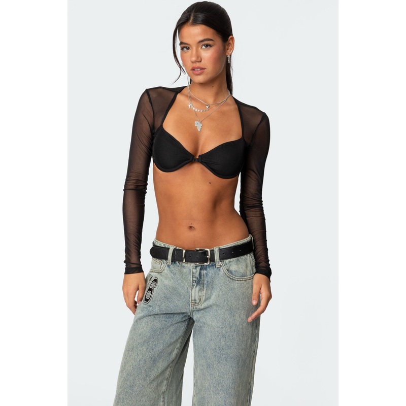 Lin Mesh Bra Top BLACK XS