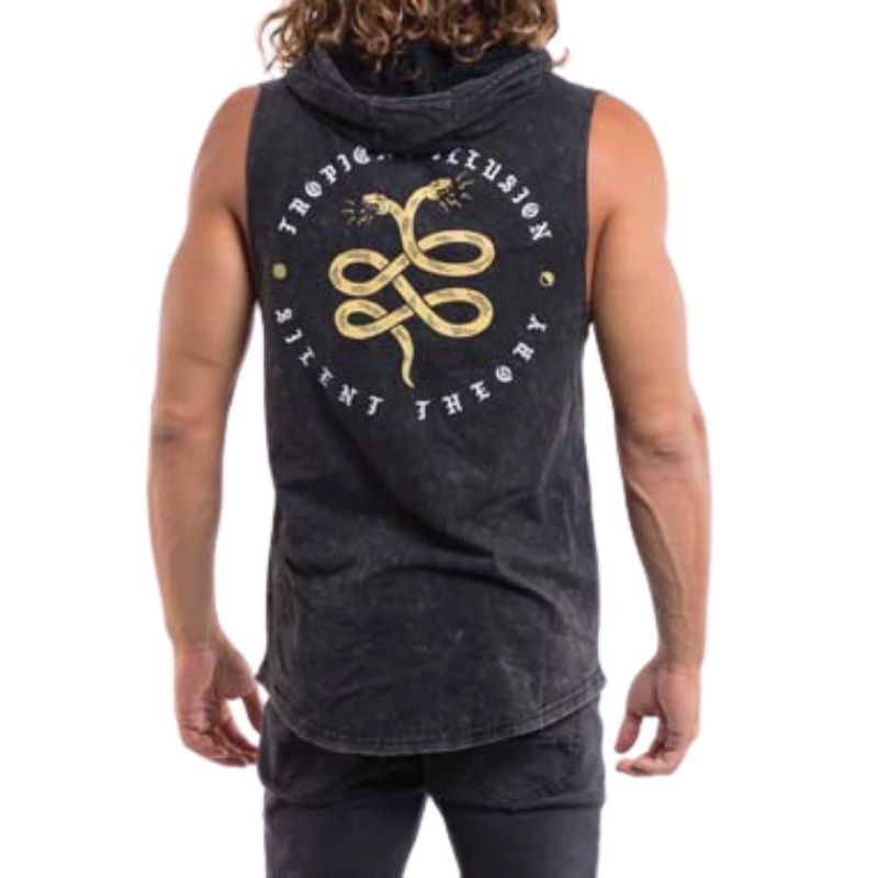 Strike Twice Hooded Muscle Washed Black S