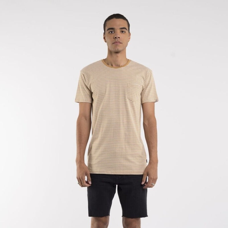 Stripe Pocket Tee Beige S