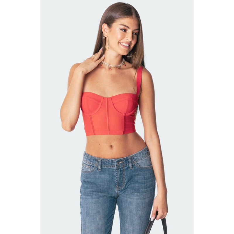 Teagen Mesh Corset Top RED XS