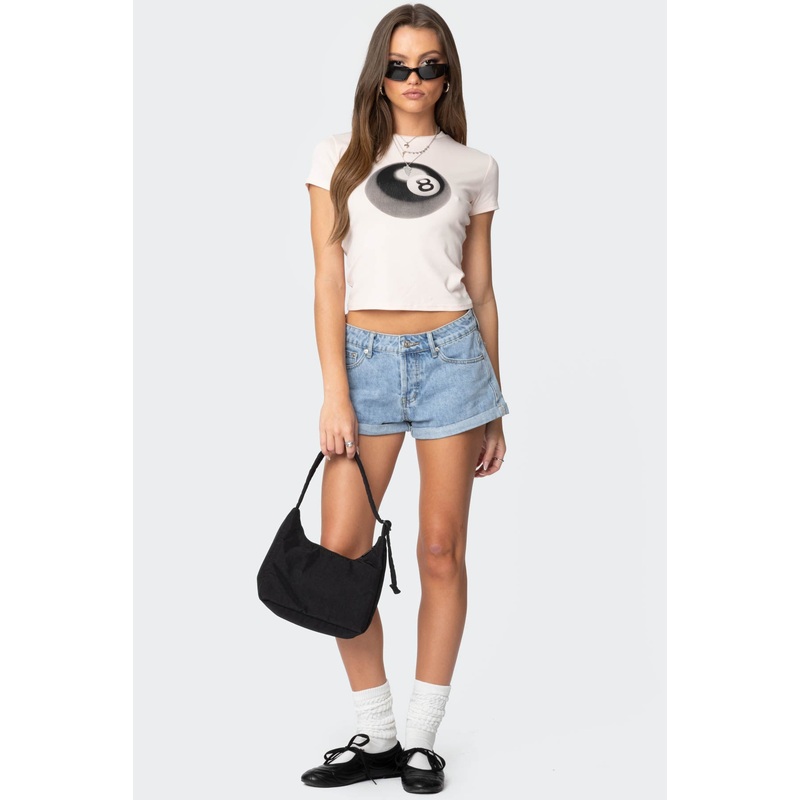 Rylin Low-Rise Denim Shorts LIGHT BLUE XS