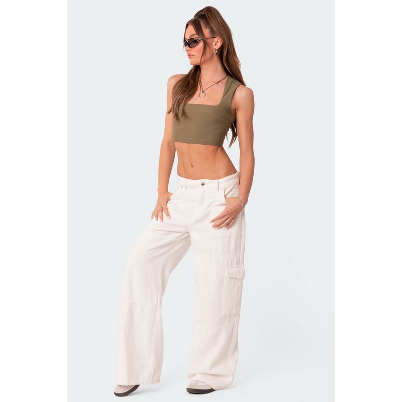 Ember Denim Cargo Pants WHITE XS