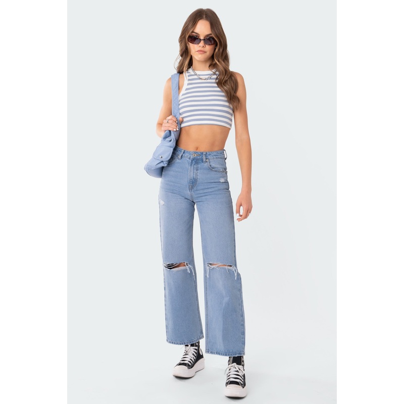 Lori High-Rise Wide Leg Jeans BLUE XS