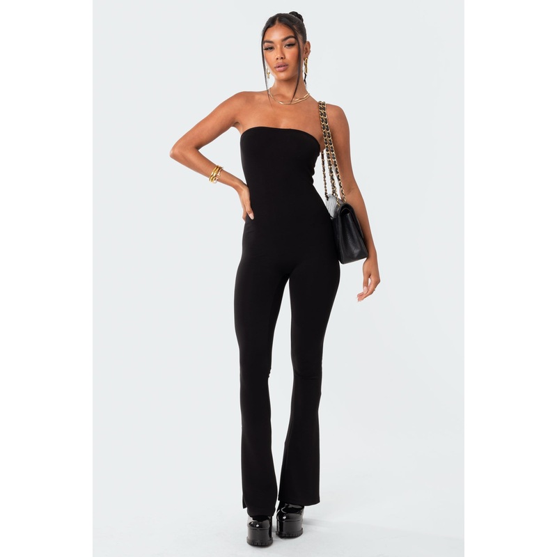 Melina Side Slits Flared Jumpsuit BLACK XS