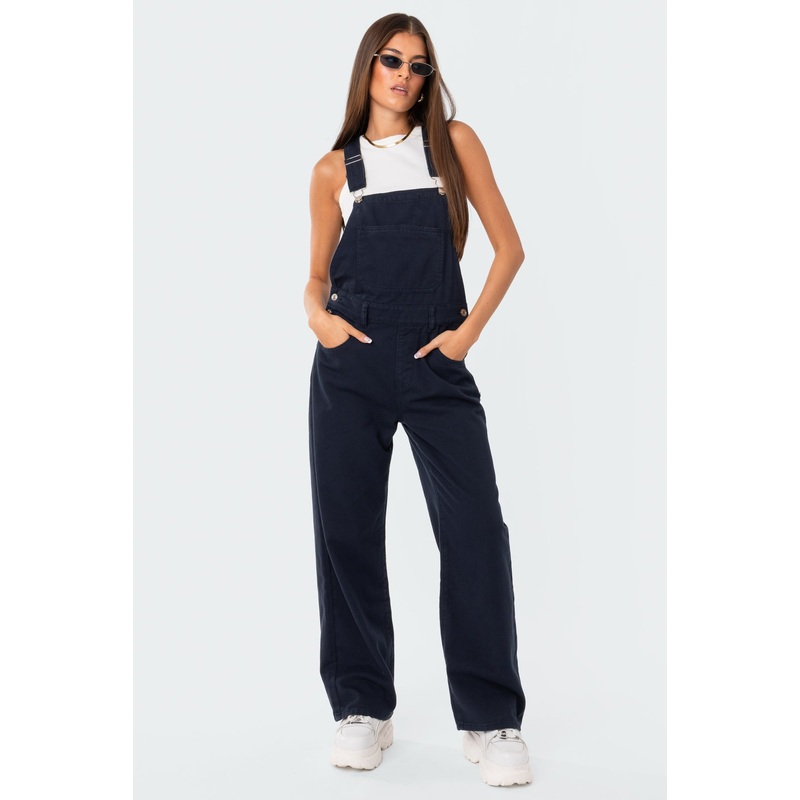 Sk8Ter Wide Leg Denim Overalls BLUE XS
