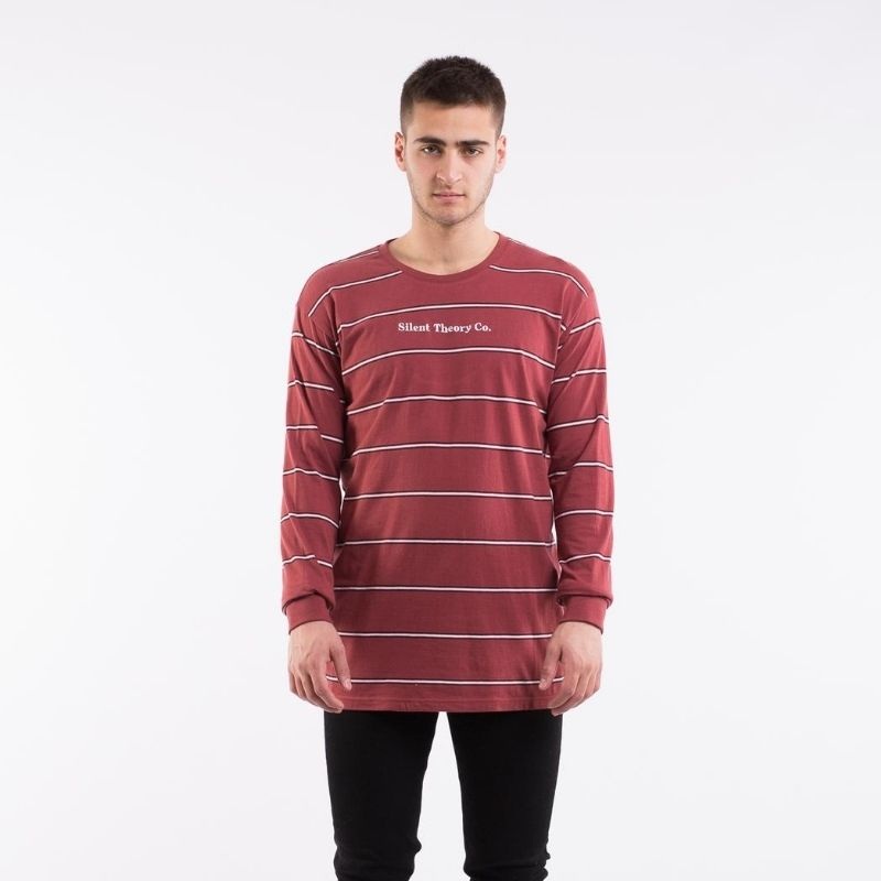 Alley Stripe L/S Tee Burgundy S