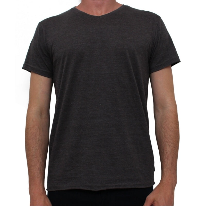 Basic V Neck Tee Charcoal Marle S