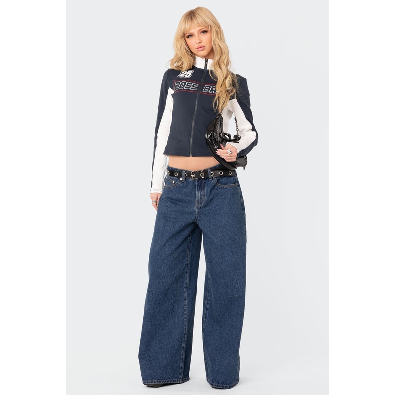 Boss Babe Zip Up Sweatshirt NAVY XS