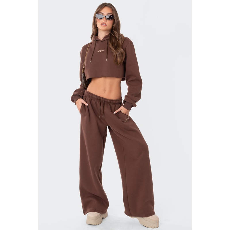 Brenna Low Rise Wide Sweatpants BROWN XS
