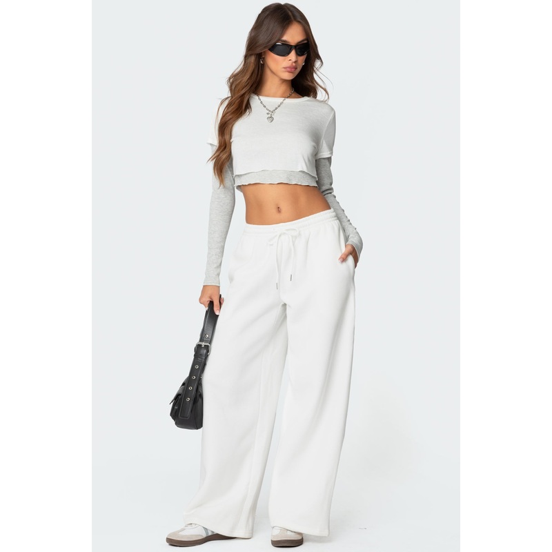 Kamari Low Rise Wide Sweatpants WHITE XS