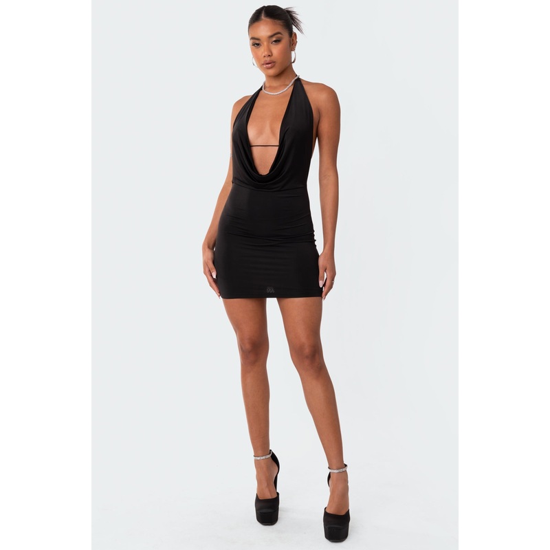 Sadie Open Back Mini Dress BLACK XS