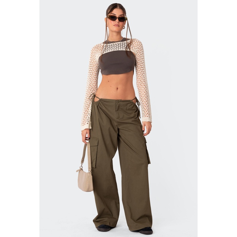 Carlo Low Rise Side Cut Out Cargo Pants OLIVE XS