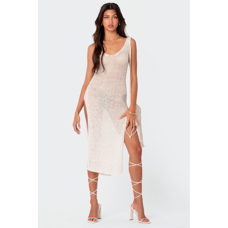 Nevea Open-Back Knitted Midi Dress CREAM XS/S