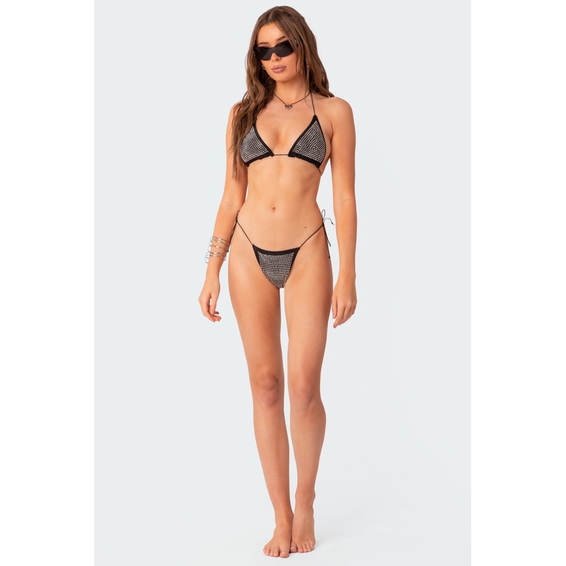 Shimmer Rhinestone String Bikini Bottom MIX XS