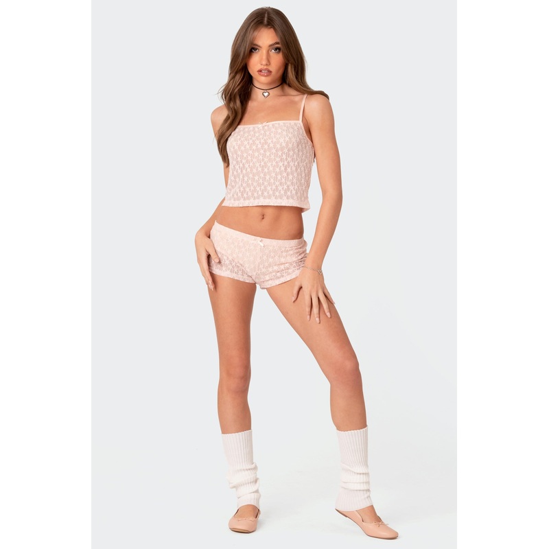 Starstruck Sheer Low Rise Micro Shorts LIGHT PINK XS