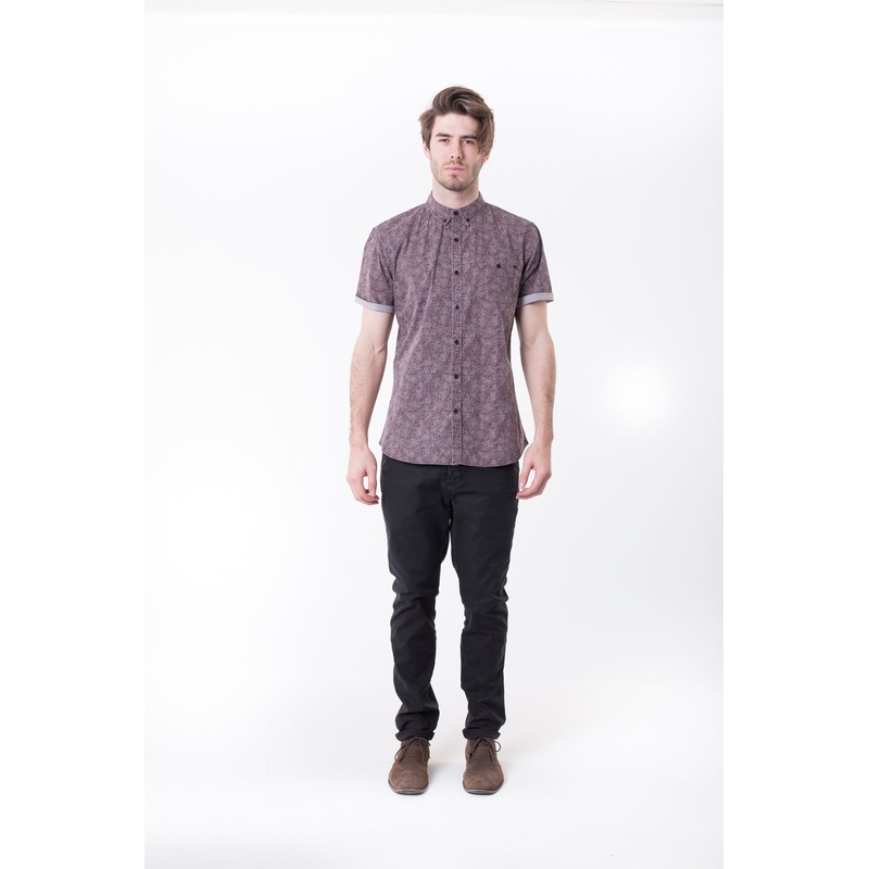 Burnished S/S Shirt Burgundy / Grey S