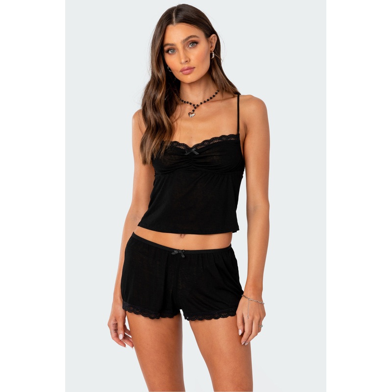 Carla Ruched Tank Top BLACK XS