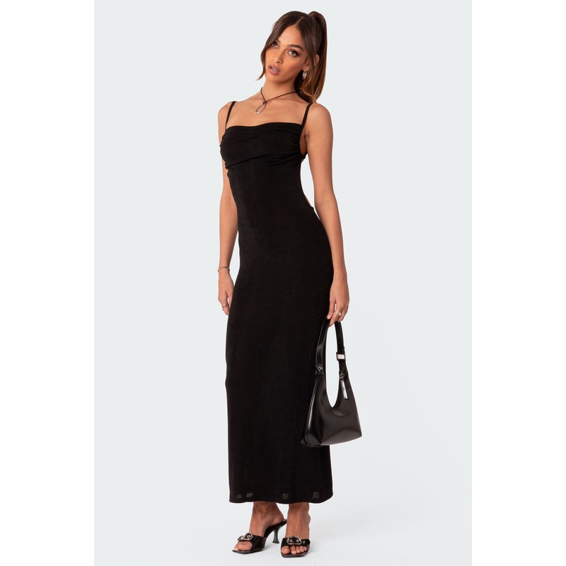 Clea Open Back Maxi Dress BLACK XS