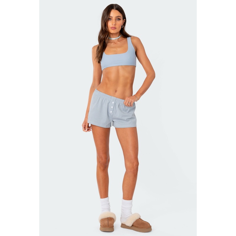 Striped Low Rise Shorts BLUE XS