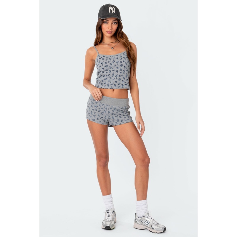 Wildflower Waffle Low Rise Micro Shorts GRAY MELANGE XS