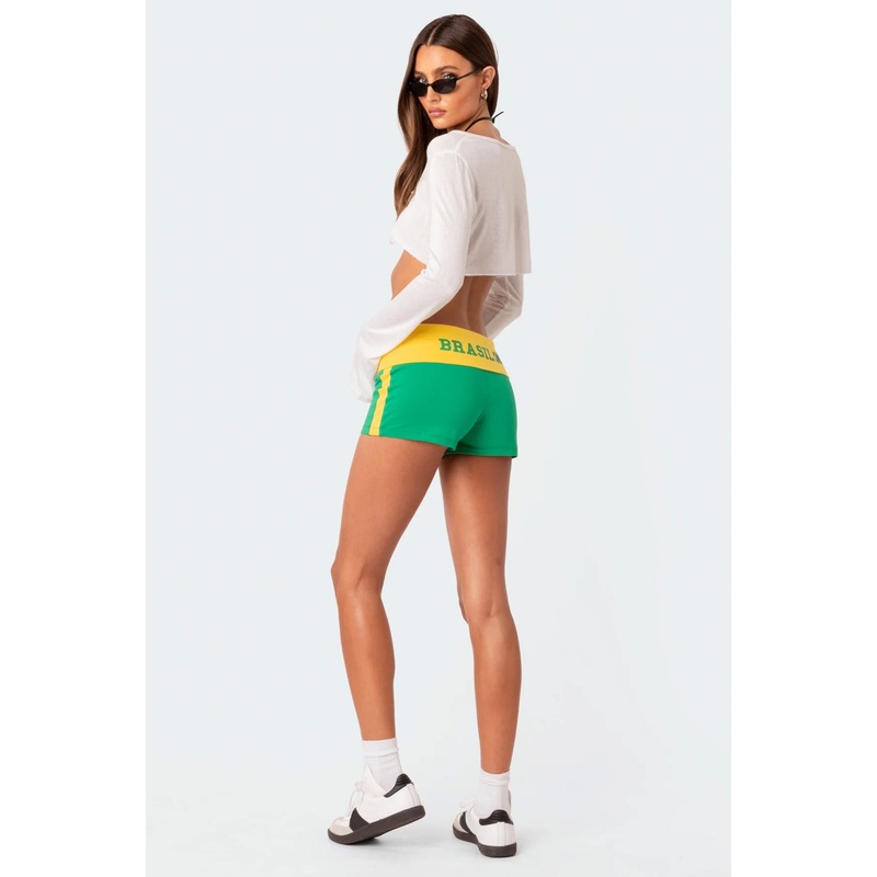 Brasil Fold Over Shorts GREEN XS