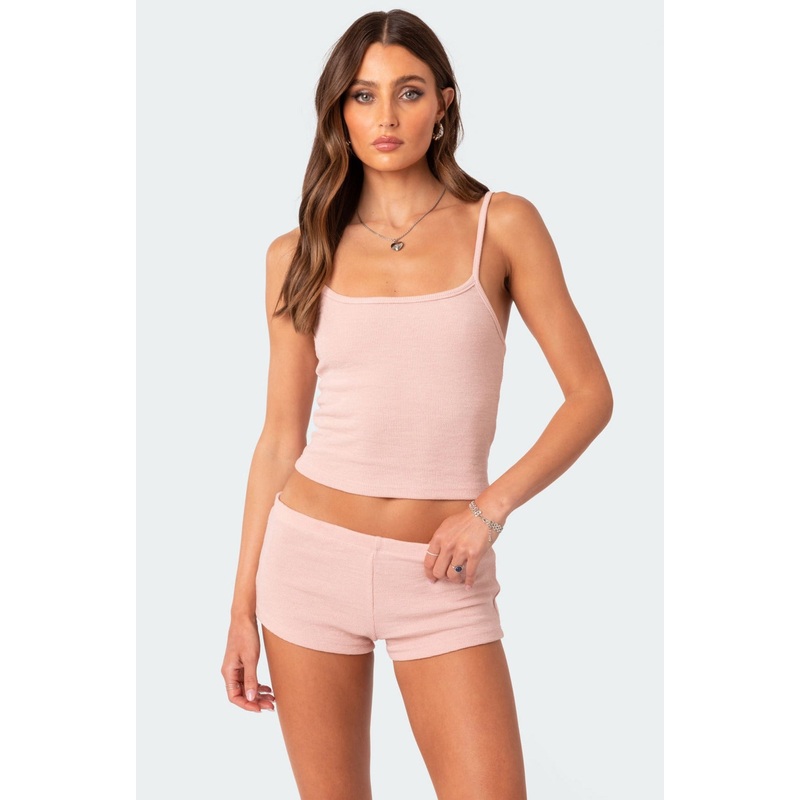 Ella Waffle Tank Top LIGHT PINK XS