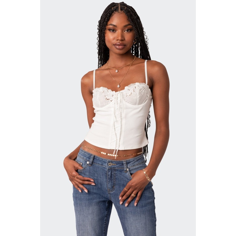 Fairygirl Cupped Lace Up Corset WHITE XS