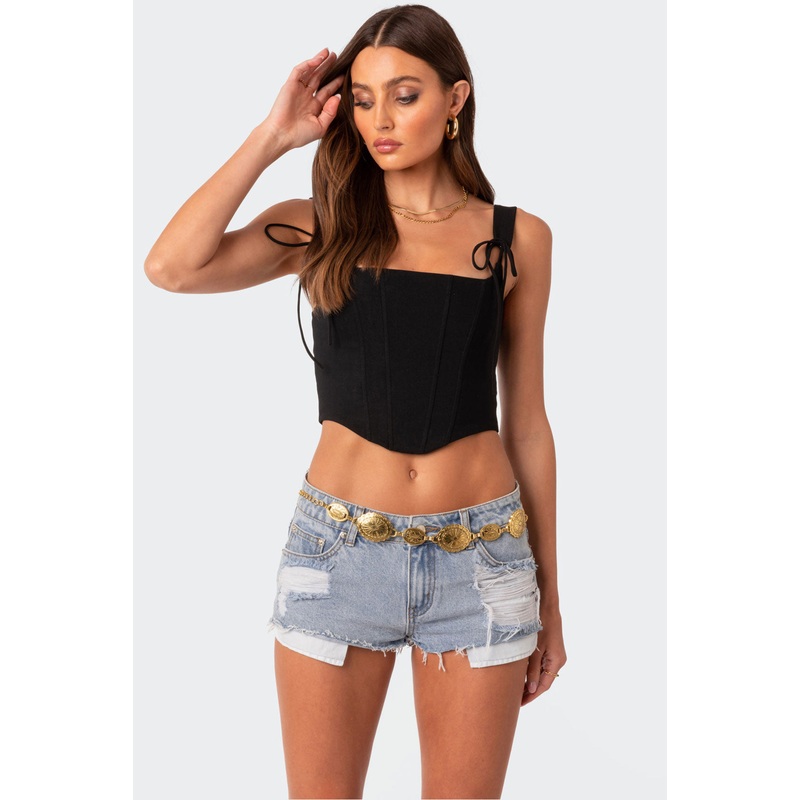 Genevive Woven Stretch Corset BLACK XS