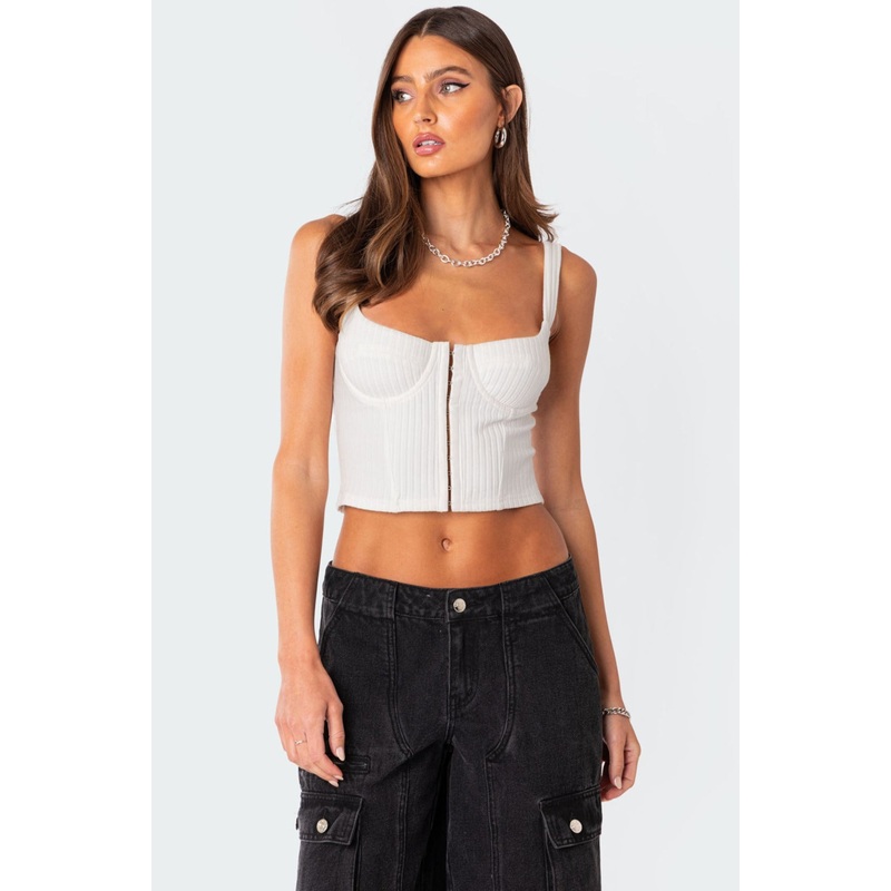 Isadora Ribbed Corset WHITE XS