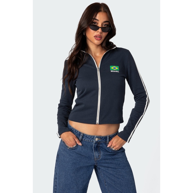 Brasil Zip Up Sweatshirt NAVY XS