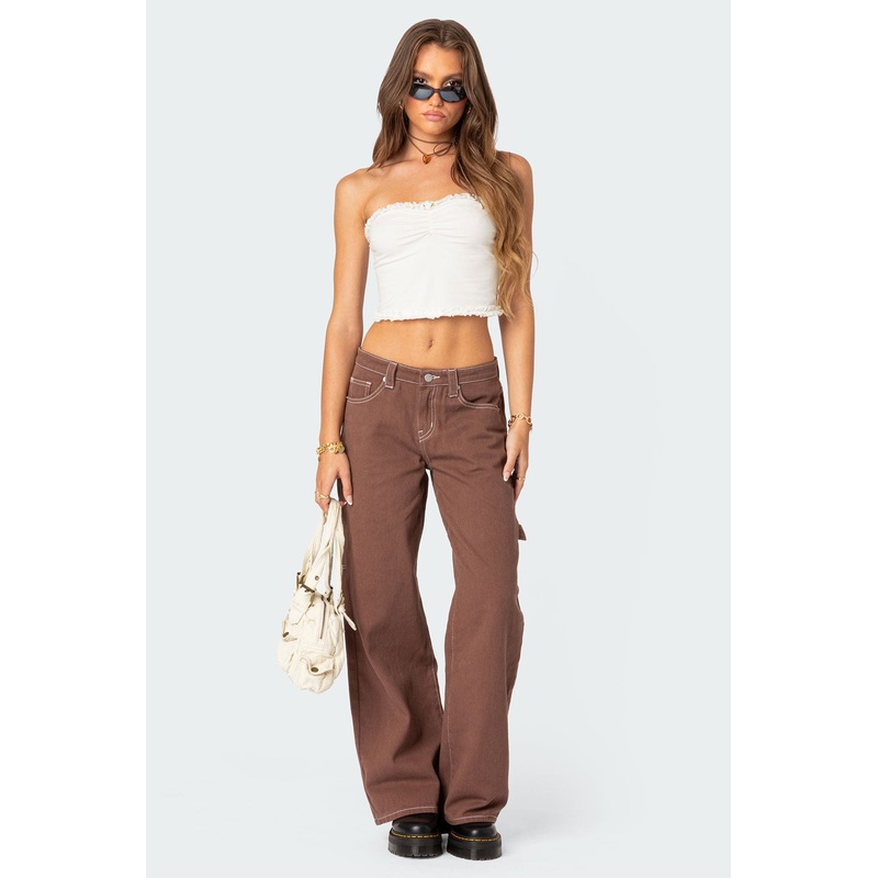 Brenda Low Rise Carpenter Jeans BROWN XS