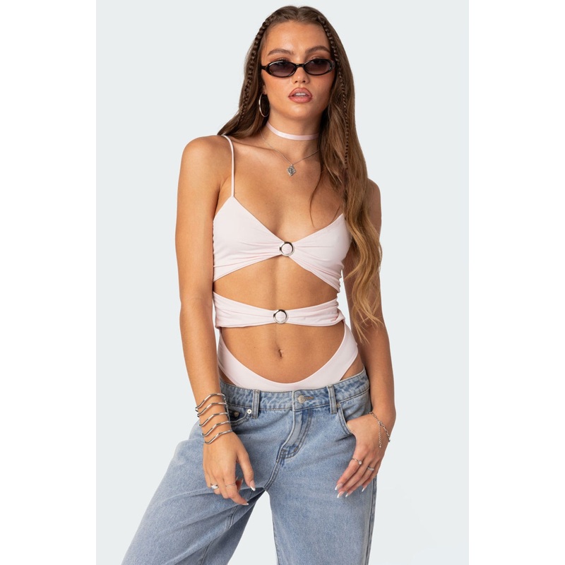 Amethyst Cut Out Bodysuit LIGHT PINK XS