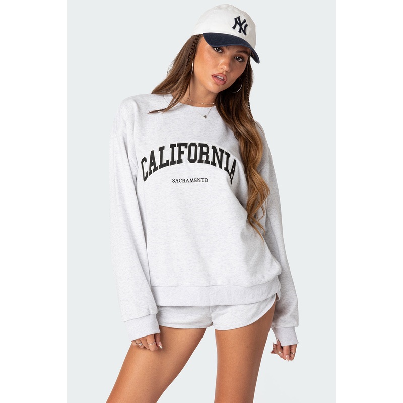 California Girl Oversized Sweatshirt GRAY MELANGE XS