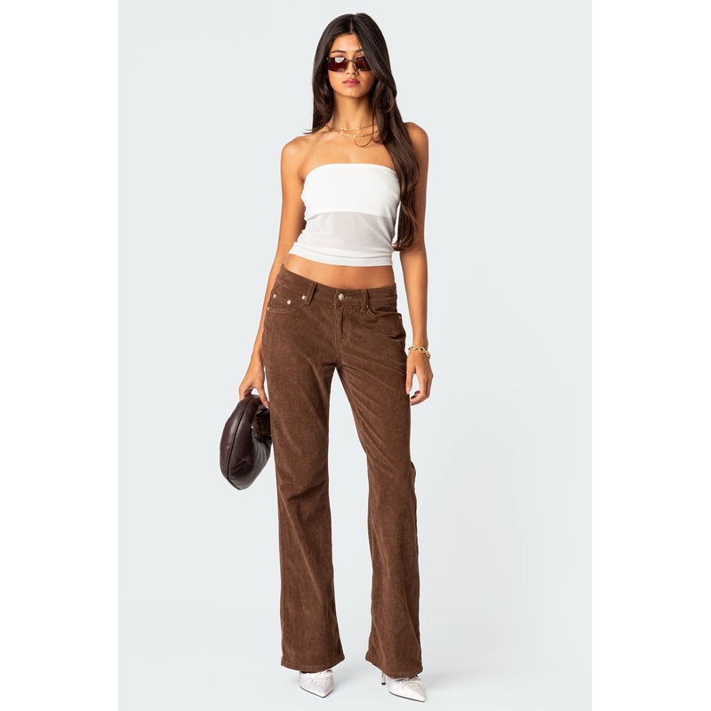 Corduroy Bootcut Flared Pants BROWN XS