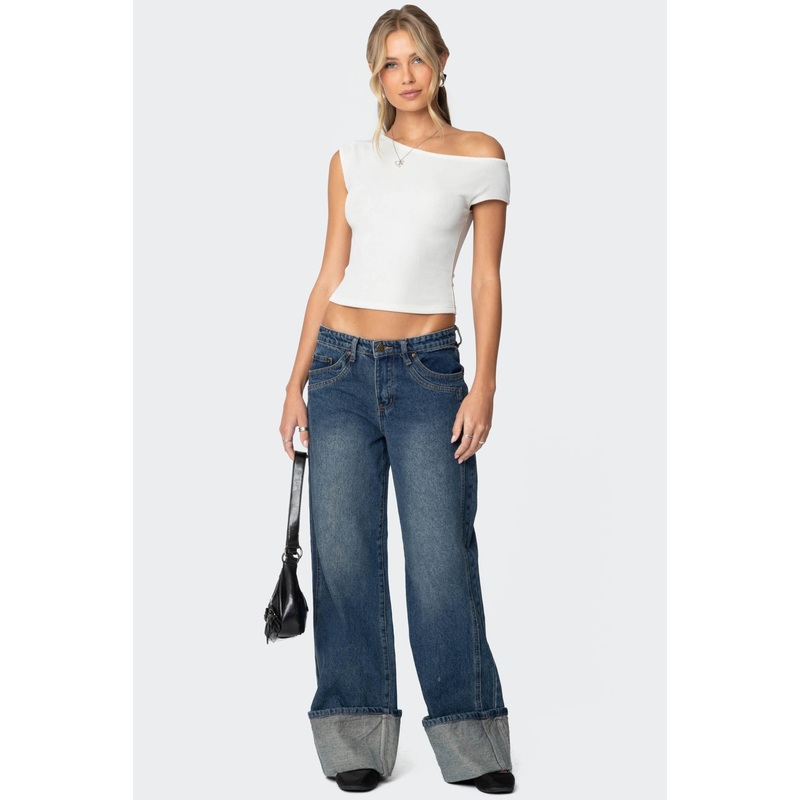 Vesper Cuffed Low Rise Jeans BLUE XS