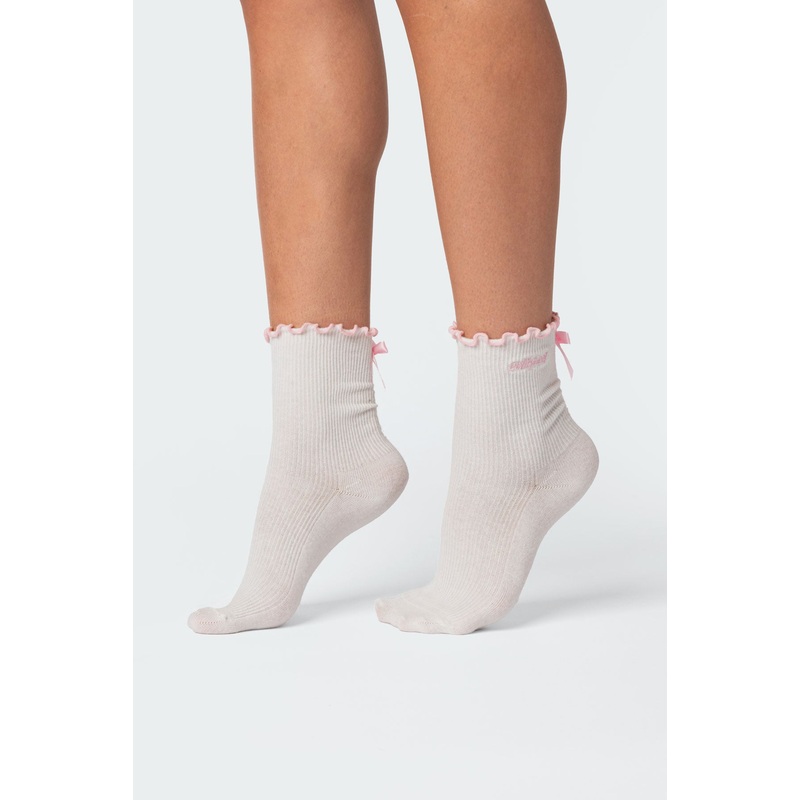 Contrast Frill Socks WHITE OS