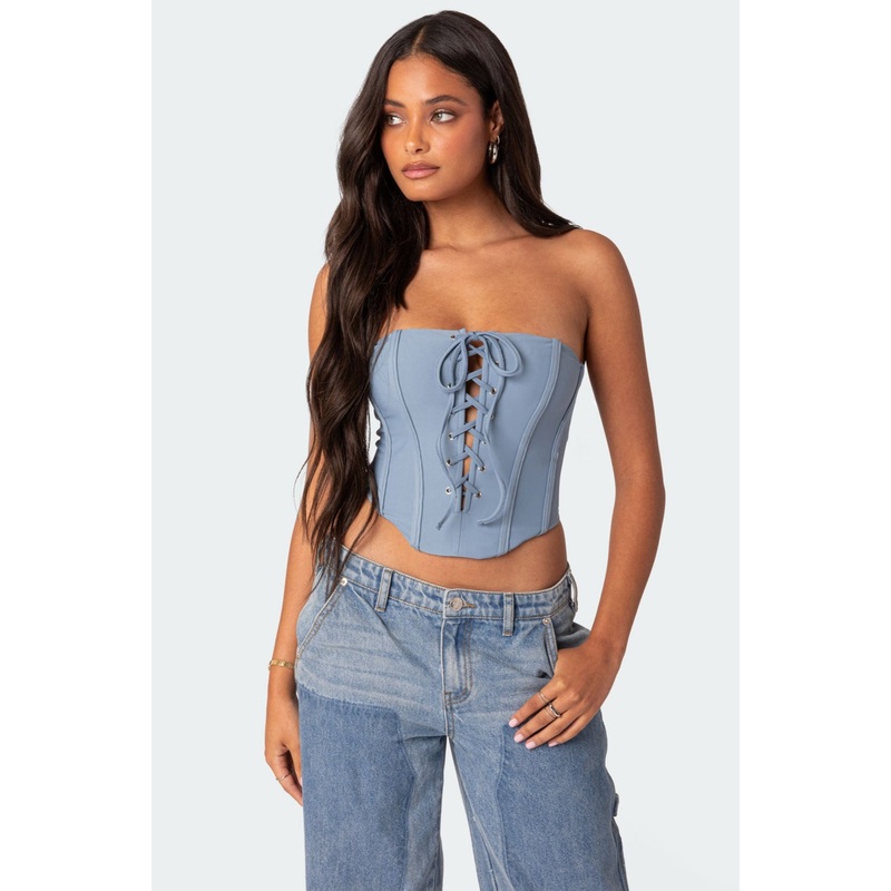 Kilah Lace Up Corset BLUE XS