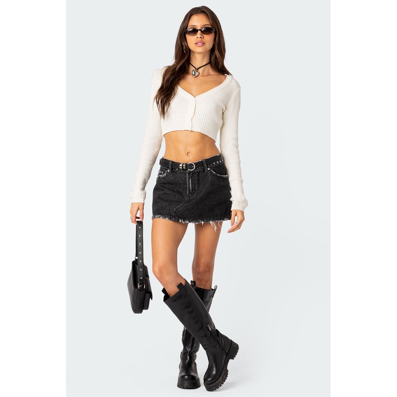 Scarlett Washed Denim Mini Skirt BLACK WASHED XS